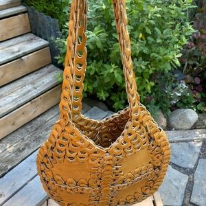 70’s Woven Leather Shoulder Bag
